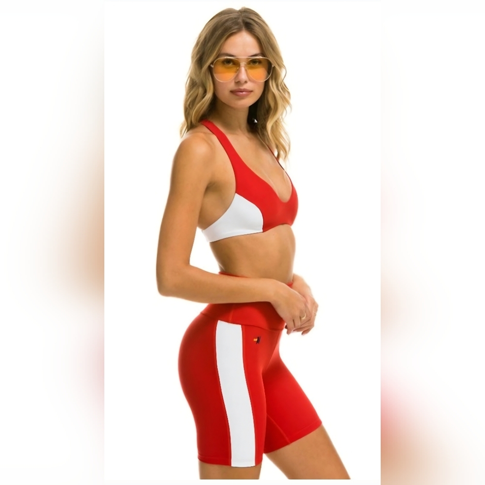 Aviator Nation SPEED 6IN HI-RISE BIKER SHORT - CHERRY size S